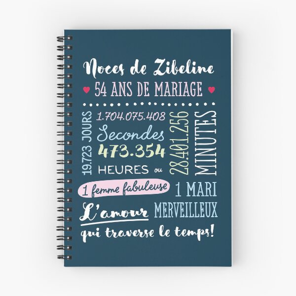 Item preview, Cadeau 54 ans de mariage pour couple - Noces de Zibeline designed and sold by betternotes.