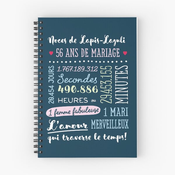 Item preview, Cadeau 56 ans de mariage pour couple - Noces de Lapis-Lazuli designed and sold by betternotes.