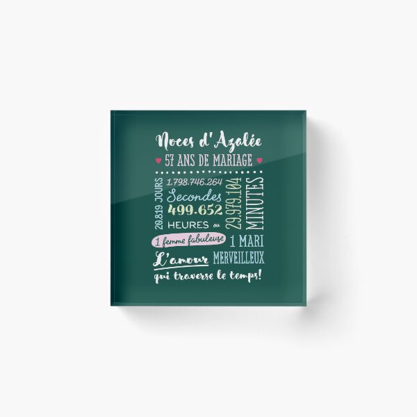 Item preview, Cadeau 57 ans de mariage pour couple - Noces d'Azalée designed and sold by betternotes.