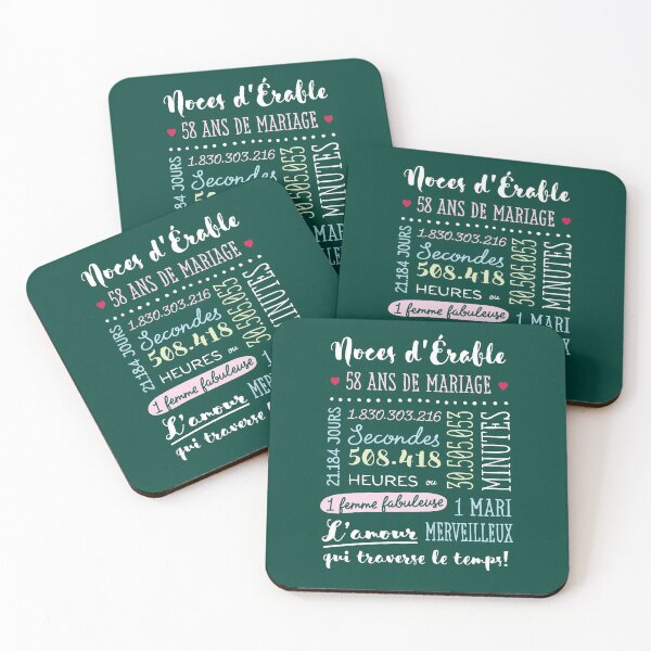 Item preview, Cadeau 58 ans de mariage pour couple - Noces d'Érable designed and sold by betternotes.