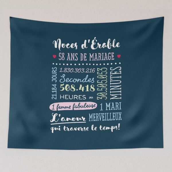 Item preview, Cadeau 58 ans de mariage pour couple - Noces d'Érable designed and sold by betternotes.