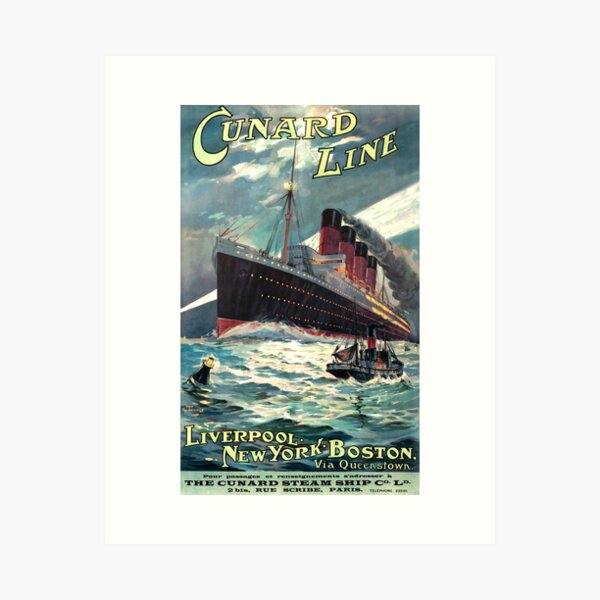 Item preview, VINTAGE OCEAN LINER TRAVEL POSTER designed and sold by Madjack Tees Kiwi SuperStore.