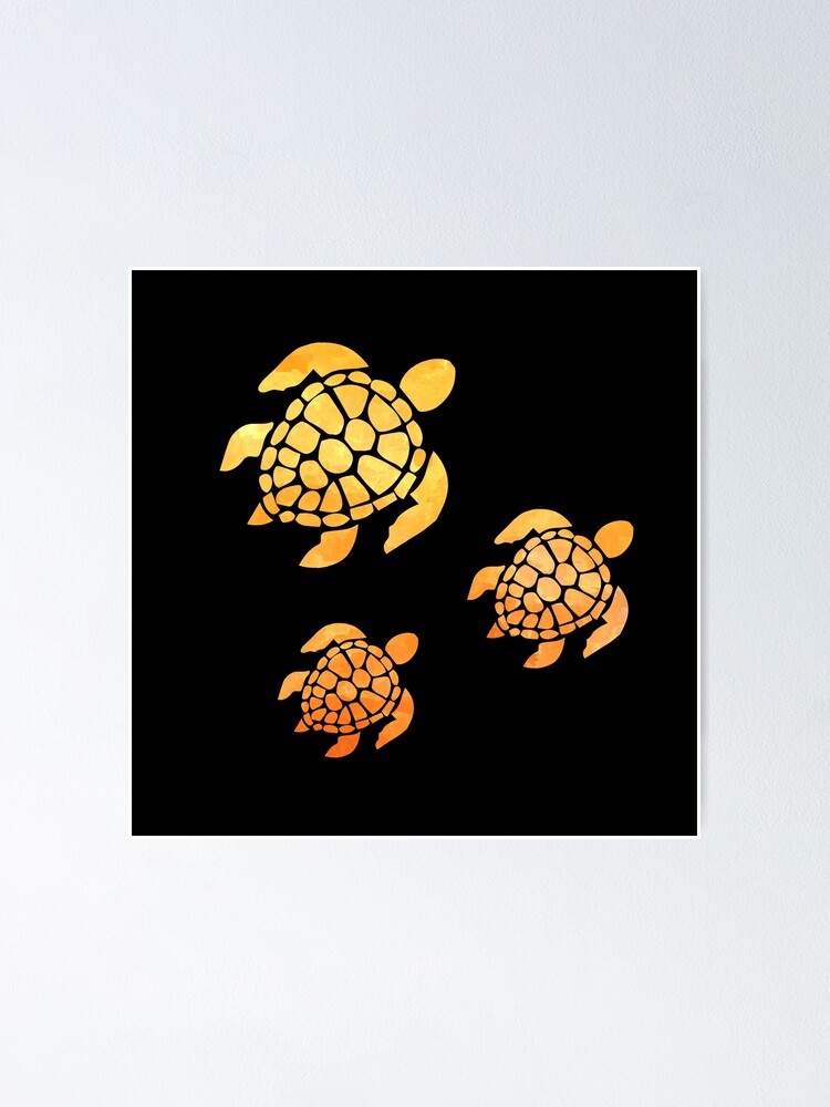 "watercolor sea turtles orange color" Poster for Sale by shirtscom ...