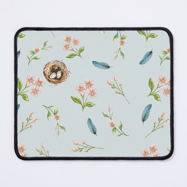 Item preview, Spring Apple Blossom Nest and Feather Watercolour Pattern designed and sold by Emily Bickell.