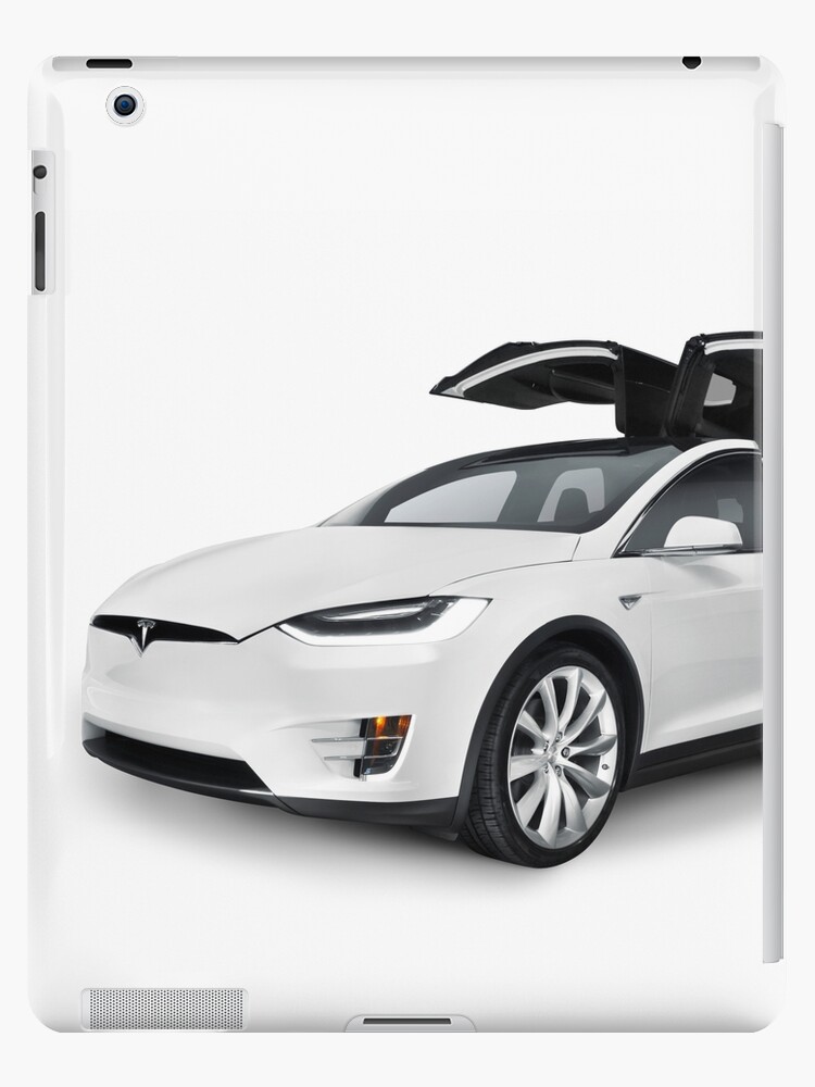 White 2017 Tesla Model X Luxury Suv Electric Car With Open Falcon Wing Doors Art Photo Print Ipad Case Skin By Artnudephotos