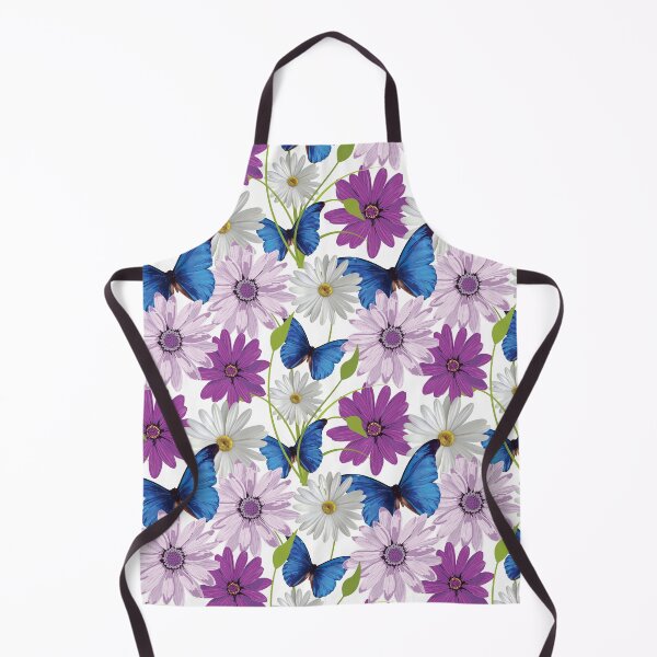 Item preview, White and purple daisy flowers and butterflies pattern - Flourish purple spring flowering daises designed and sold by Alice-Elgawi.