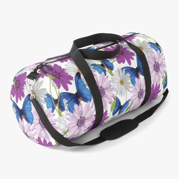 Item preview, White and purple daisy flowers and butterflies pattern - Flourish purple spring flowering daises designed and sold by Alice-Elgawi.