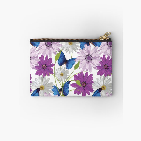 Item preview, White and purple daisy flowers and butterflies pattern - Flourish purple spring flowering daises designed and sold by Alice-Elgawi.