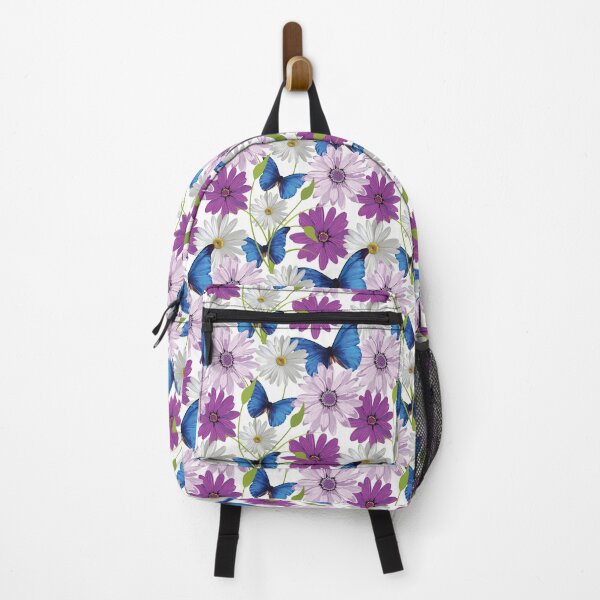 Item preview, White and purple daisy flowers and butterflies pattern - Flourish purple spring flowering daises designed and sold by Alice-Elgawi.