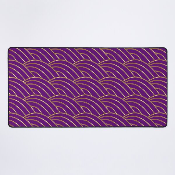 Purple and gold wave geometric pattern Desk Mat
