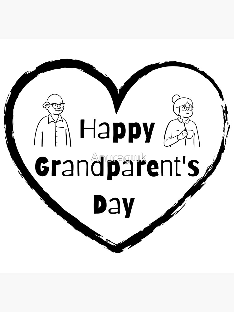 Happy Grandparents Day with Cartoon Hearts Coloring Page - ColoringAll
