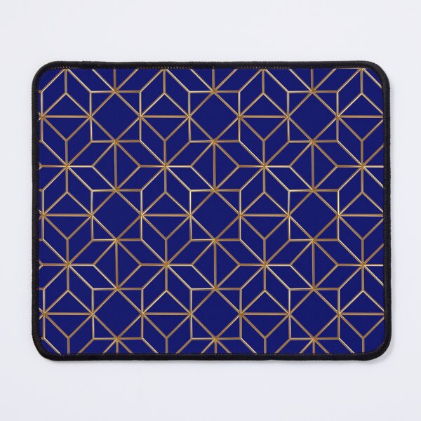 Blue and gold geometric pattern Mouse Pad