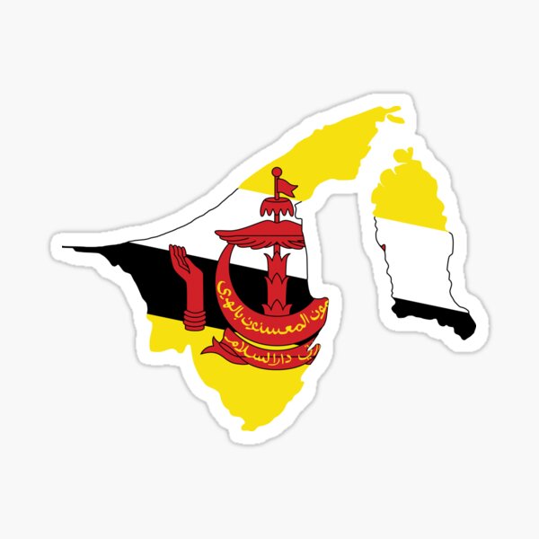 Brunei Flag Map Sticker For Sale By Limitlezz Redbubble   St,small,507x507 Pad,600x600,f8f8f8.u1 