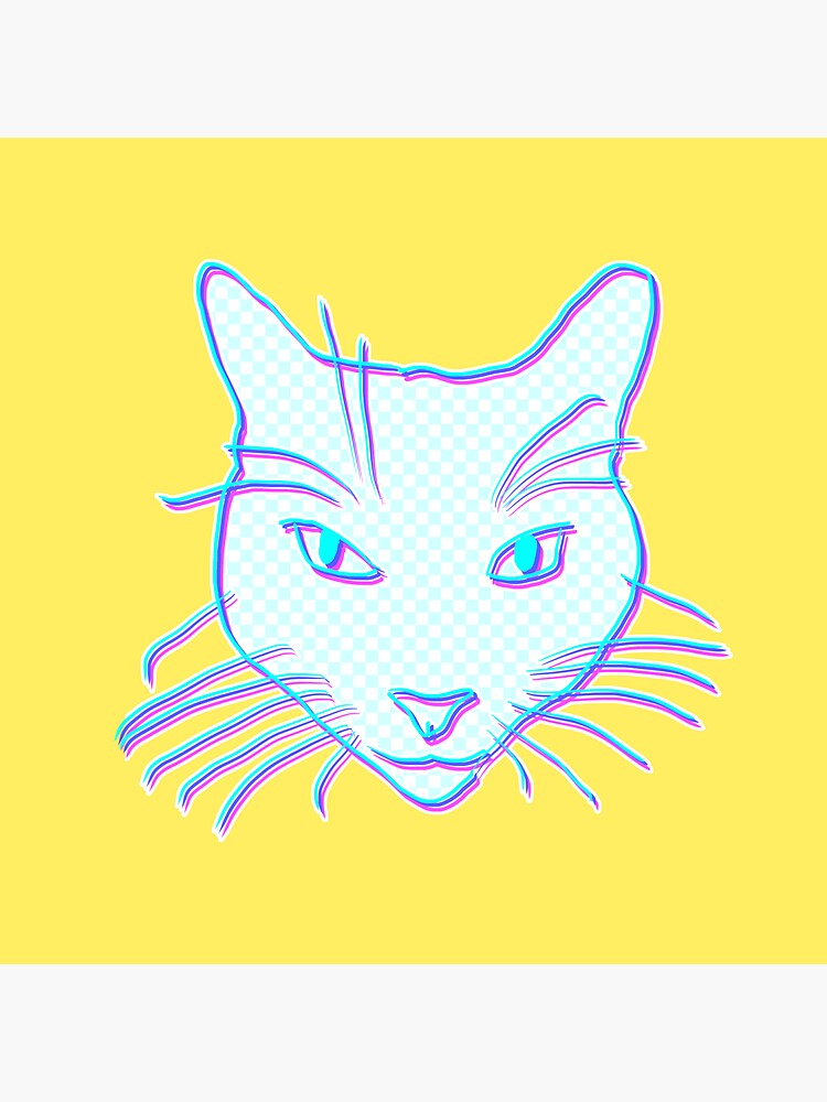 Thumbnail 3 of 3, Sticker, Colorful Cat Face - Hugo designed and sold by pixiebat8.