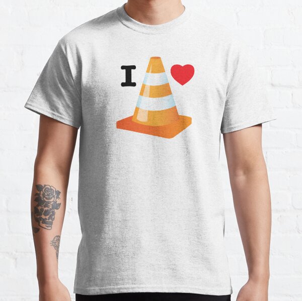 orange und weiß gestreifte Verkehrssicherheitsbaukegel Classic T-Shirt