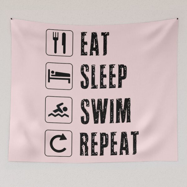 Item preview, Swim Eat Sleep Swim Repeat Swimming Swimmer Pool Fast Race Training Breathstroke designed and sold by NezebelKelsey.