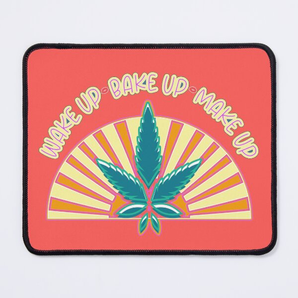 Item preview, Wake Up Make Up Bake Up Cannabis Leaf Retro Sunrise designed and sold by SmileThreads.