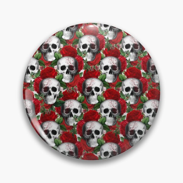 Item preview, Vintage halloween skull with red roses pattern designed and sold by NatureArtUK.