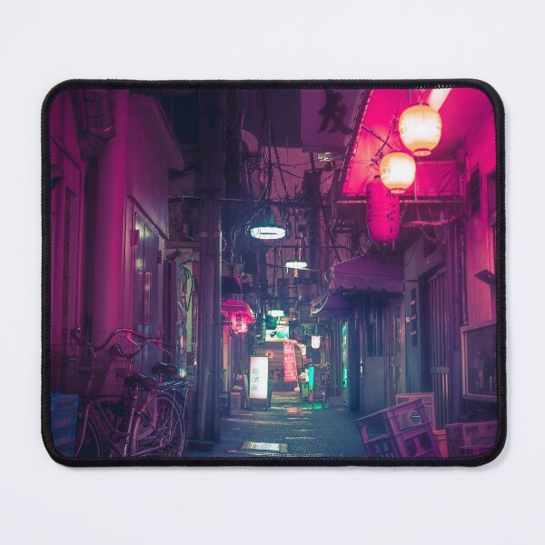 Item preview, Synthwave Tokyo Neon Underworld Red Lantern in narrow dark alley designed and sold by TokyoLuv.
