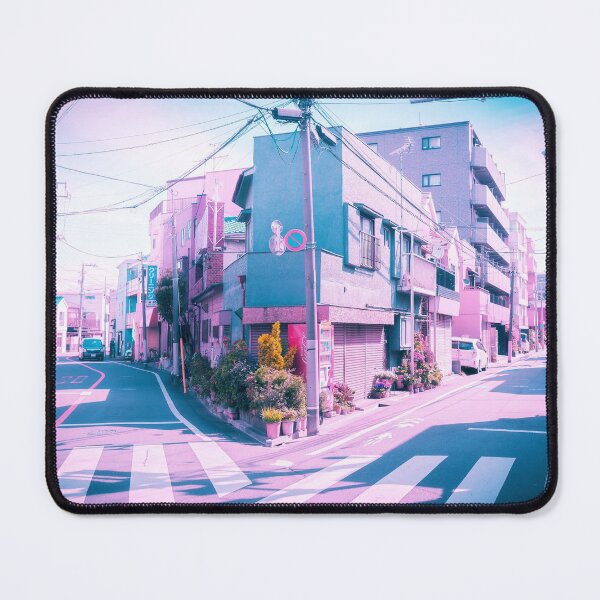Anime in Real Life Vaporwave Summer Day in Tokyo Residential area Mouse Pad