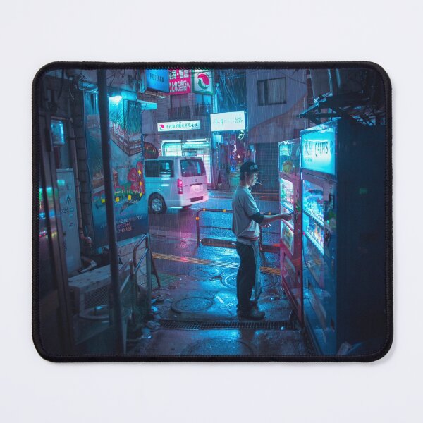 Item preview, Coffee and Cigarettes Japanese Dude taking a break at midnight in the rain. designed and sold by TokyoLuv.
