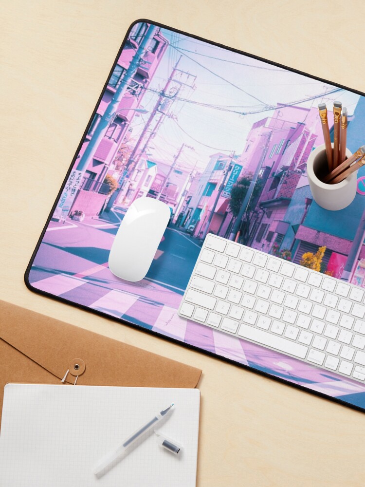 Alternate view of Anime in Real Life Vaporwave Summer Day in Tokyo Residential area Mouse Pad