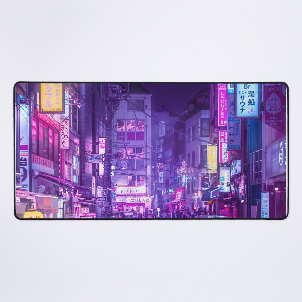Tokyo a Neon Garden Desk Mat