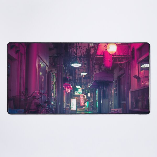Item preview, Synthwave Tokyo Neon Underworld Red Lantern in narrow dark alley designed and sold by TokyoLuv.