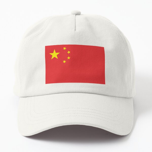 CHINA. CHINESE FLAG, Flag of China, China Flag, People's Republic of China, Pure & Simple, on White. Dad Hat
