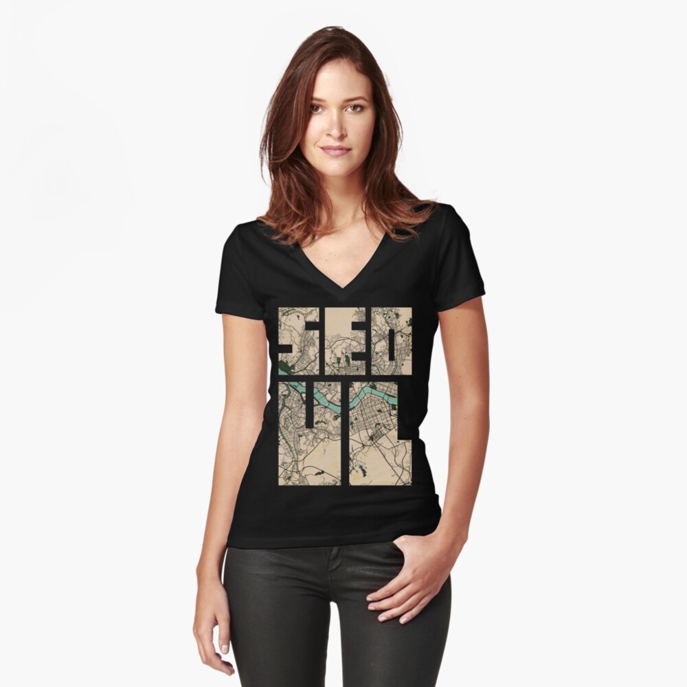 Item preview, Fitted V-Neck T-Shirt designed and sold by deMAP.