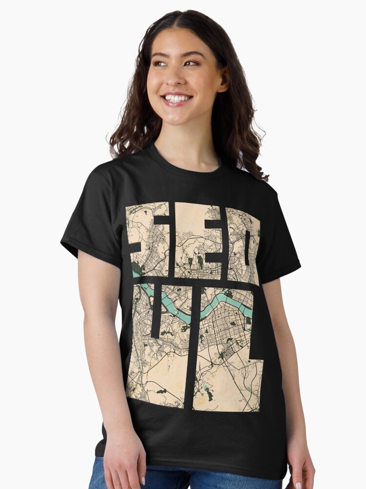 Thumbnail 2 of 7, Classic T-Shirt, Seoul City Map of South Korea - Vintage designed and sold by deMAP.