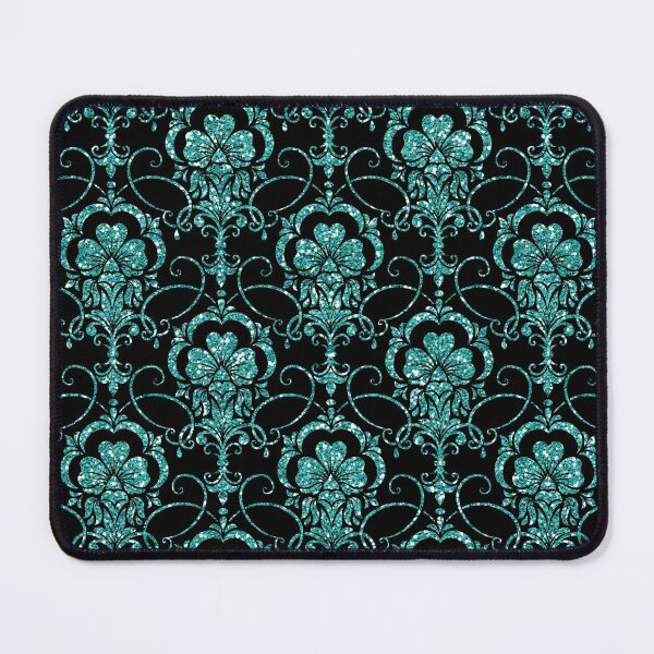 Item preview, Glitter Damask Pattern in Teal and Black  designed and sold by WisdomInspired.