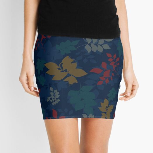 Item preview, Blue red and gold botanical abstract floral pattern designed and sold by BLMcreations.
