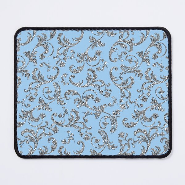 Item preview, Glitter Damask Pattern in Silver and Blue designed and sold by WisdomInspired.