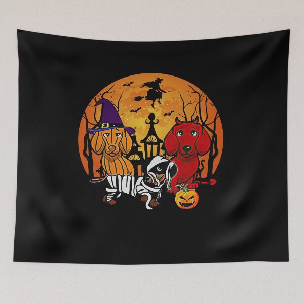 Item preview, Dachshund Mummy Witch Dog Moon Ghosts Halloween designed and sold by kossbus91.