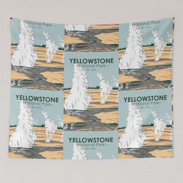 Aperçu de l'œuvre Parc national de Yellowstone Norris Geyser Basin Vintage créée et vendue par KrisSidDesigns.
