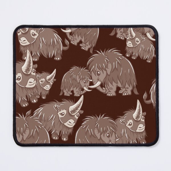 Item preview, Woolly Mammoth and Woolly Rhino on Cranberry background designed and sold by RJKpoyp.