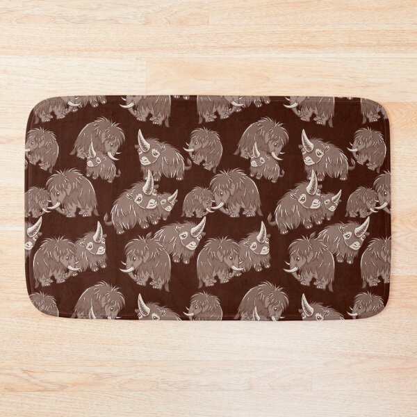 Item preview, Woolly Mammoth and Woolly Rhino on Cranberry background designed and sold by RJKpoyp.