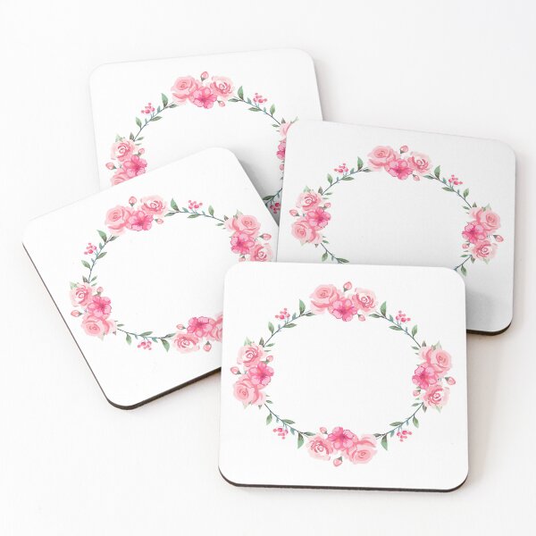 Item preview, Watercolor Pink Rose Flowers Wreath designed and sold by monodesigns.