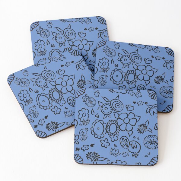 Artikelvorschau, Blaues Retro-Blumenmuster entworfen und verkauft von Moved2Create.