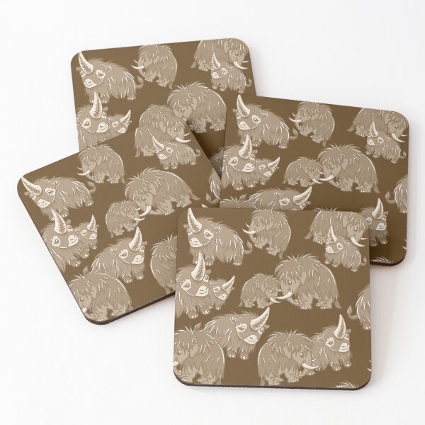 Item preview, Woolly Mammoth and Woolly Rhino on Brown background designed and sold by RJKpoyp.