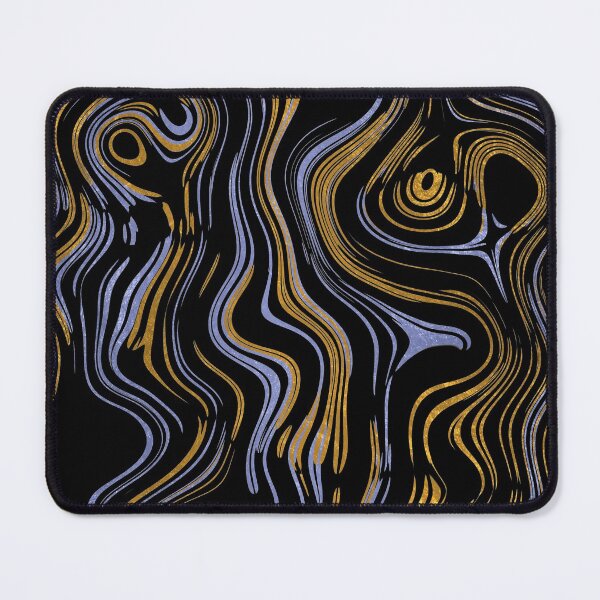 Item preview, Liquid Marble Swirls Blue Gold on Black designed and sold by WisdomInspired.