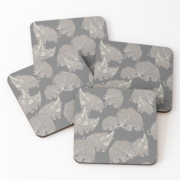 Item preview, Woolly Mammoth and Woolly Rhino on Gray Grey background designed and sold by RJKpoyp.