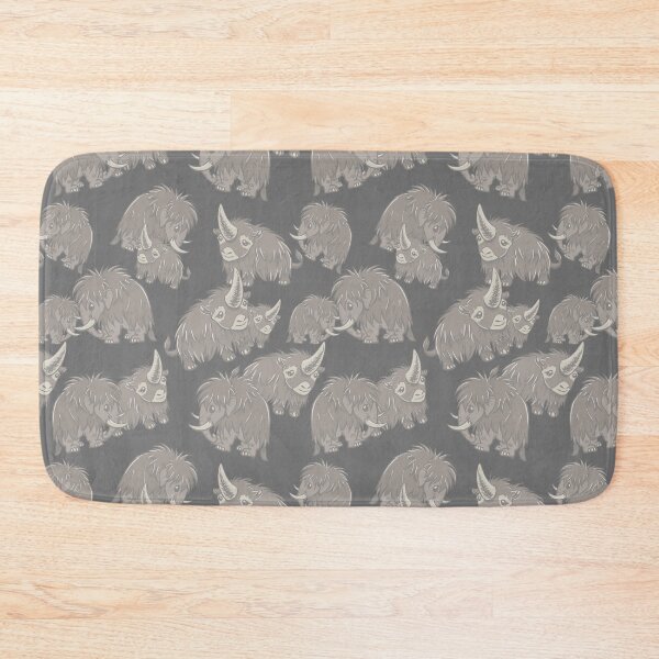 Item preview, Woolly Mammoth and Woolly Rhino on Gray Grey background designed and sold by RJKpoyp.