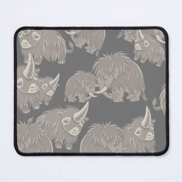Item preview, Woolly Mammoth and Woolly Rhino on Gray Grey background designed and sold by RJKpoyp.