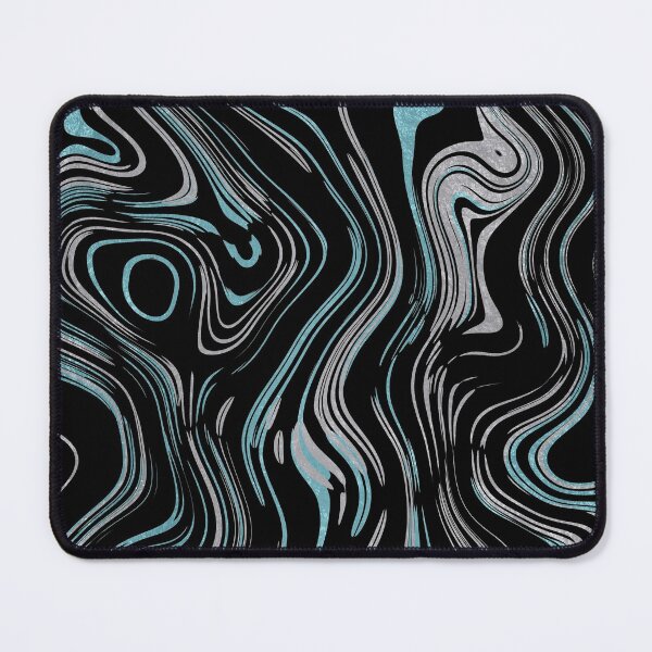 Item preview, Liquid Marble Swirls Turquoise Silver on Black designed and sold by WisdomInspired.