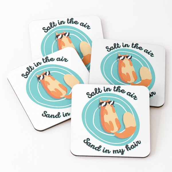 Item preview, Salt in the Air Sand in my Hair - Cat with sunglasses (black text) designed and sold by CaitU.
