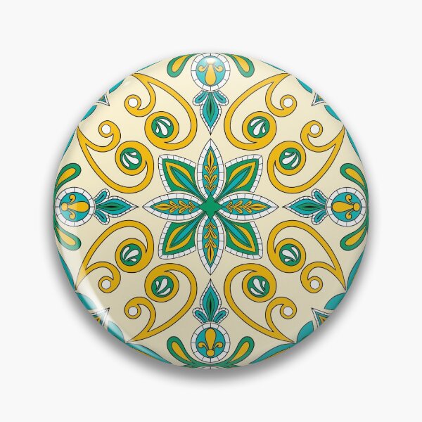 Item preview, Moroccan Tile Pattern - Yellow and Green - Detailed Block Print Design, simple pattern designed and sold by SemDesigns1.
