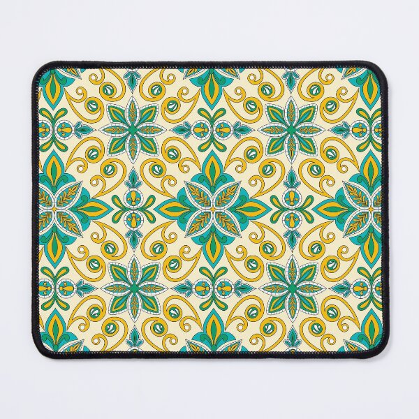 Item preview, Moroccan Tile Pattern - Yellow and Green - Detailed Block Print Design, simple pattern designed and sold by SemDesigns1.