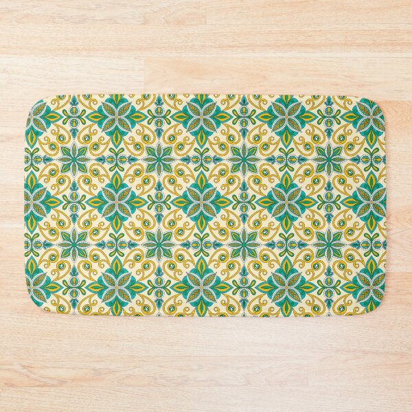 Item preview, Moroccan Tile Pattern - Yellow and Green - Detailed Block Print Design, simple pattern designed and sold by SemDesigns1.